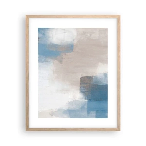 Poster in light oak frame - Pink Abstract with a Blue Curtain - 40x50 cm