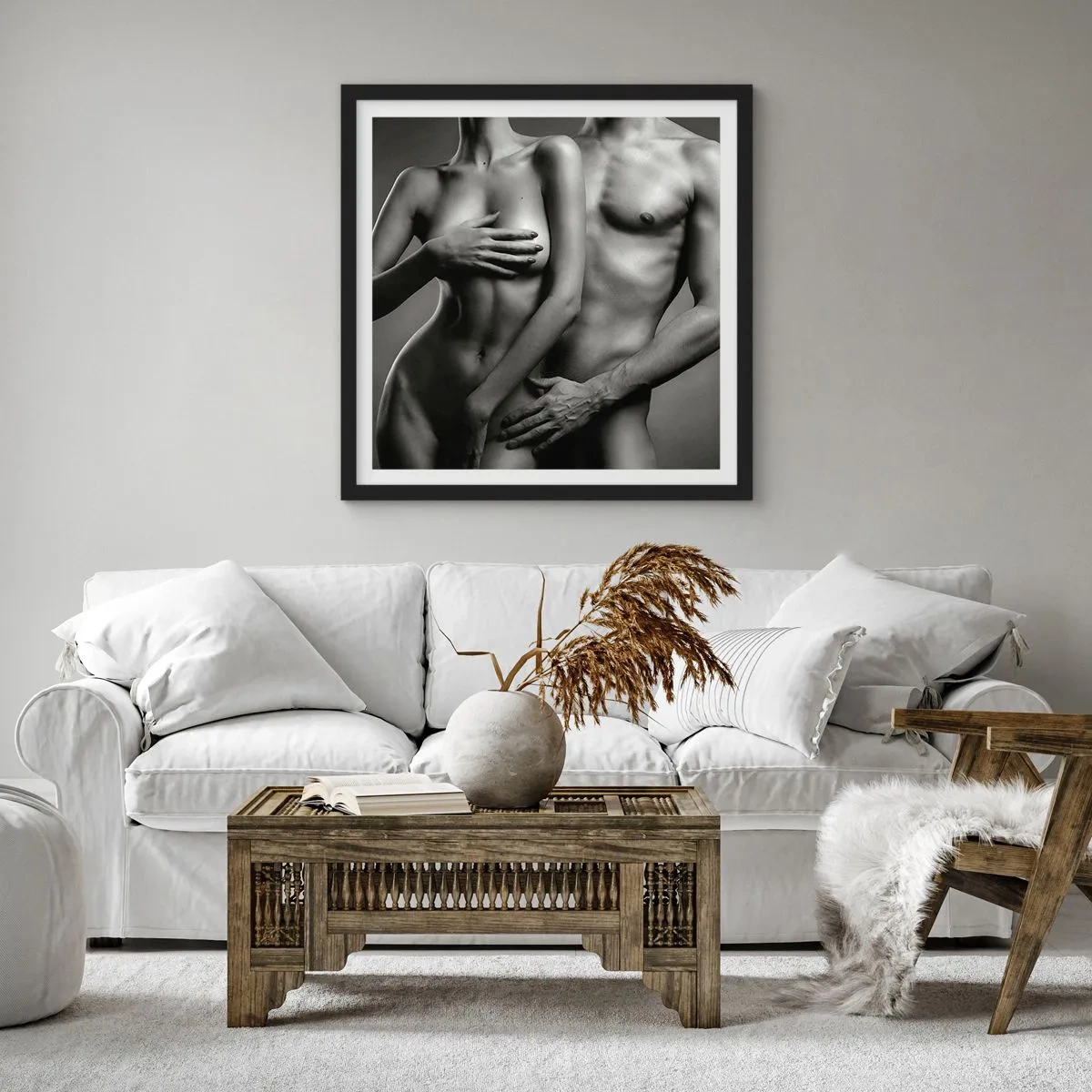 Poster in black frame - Adam and Eve - 60x60 cm