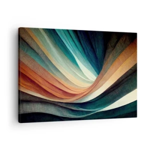 Canvas picture - Abstract waves in warm and cool shades - 70x50cm - Woven from Colours - Modern wall decoration for the living room and bedroom ARTTOR