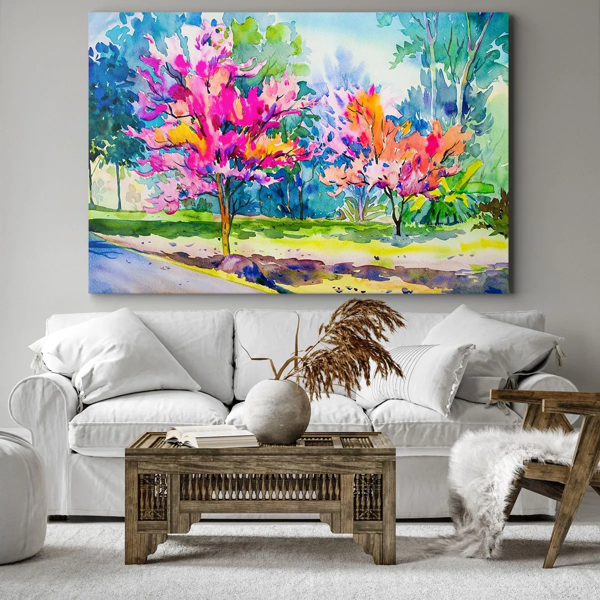 Canvas picture - Rainbow Garden in Spring Light - 120x80 cm