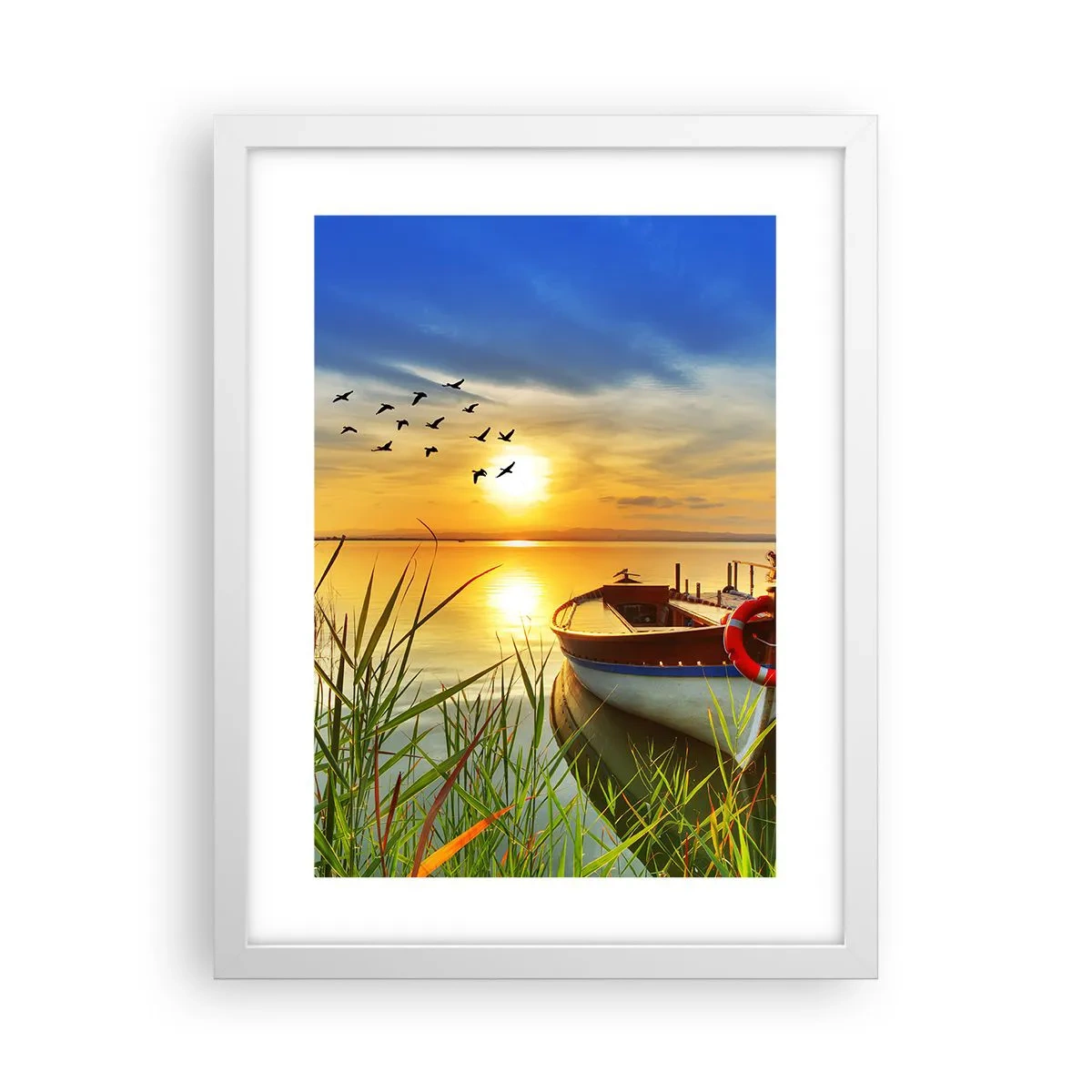 Poster in white frmae - Cormorants Are Flying Away - 30x40 cm