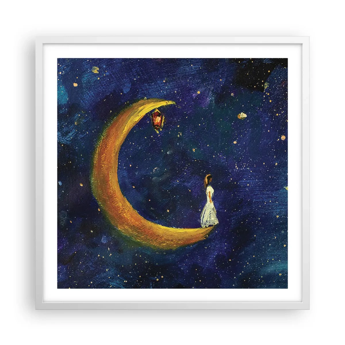 Poster in white frmae - Calling of the World - 60x60 cm