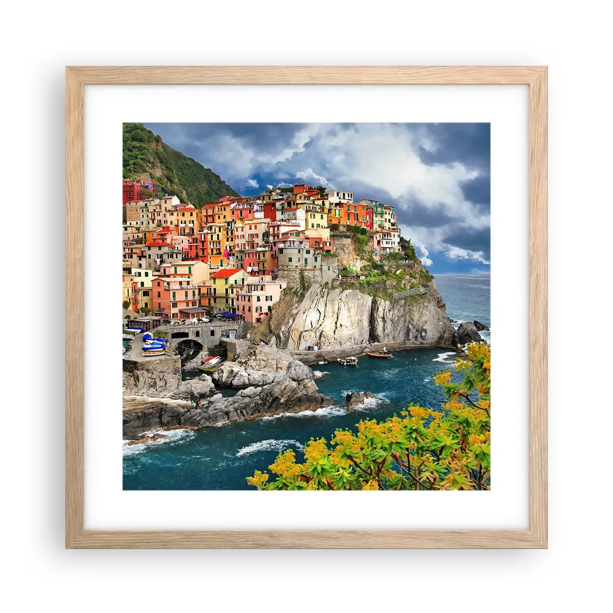 Poster in light oak frame - Hugging the Rocks - 40x40 cm