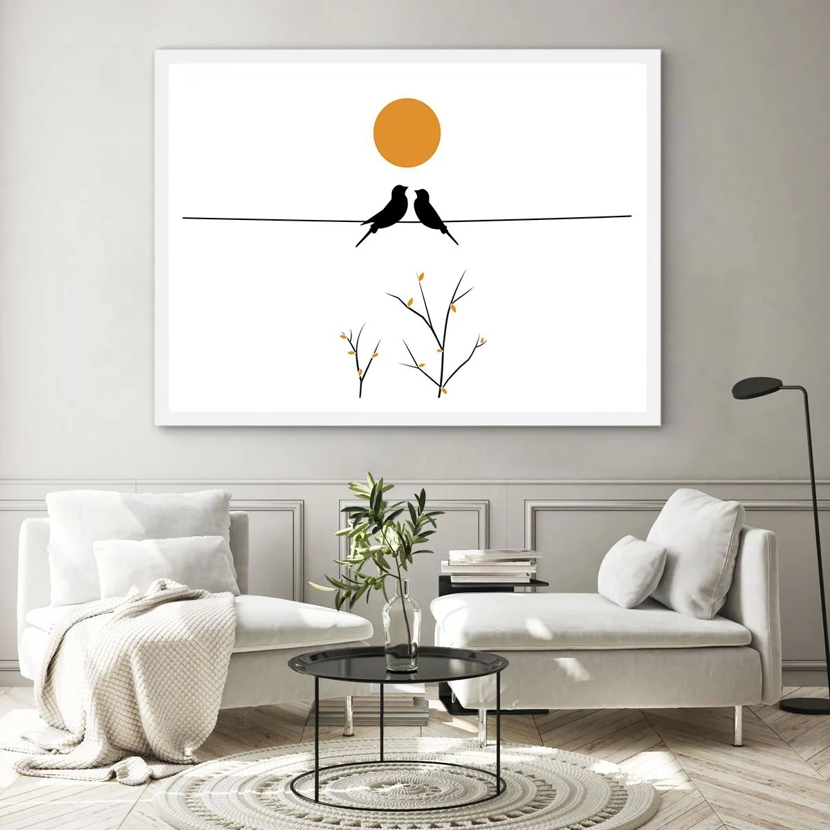 Poster in white frmae - Nightingale Evening - 100x70 cm
