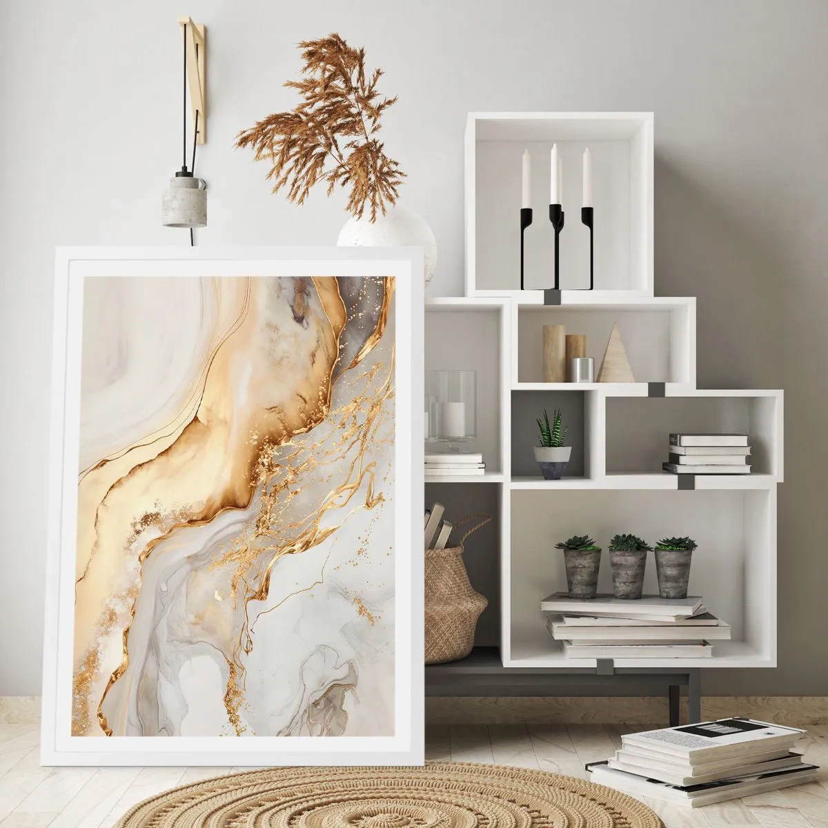 Poster in white frmae - Abstract: Beauty and Good - 50x70 cm
