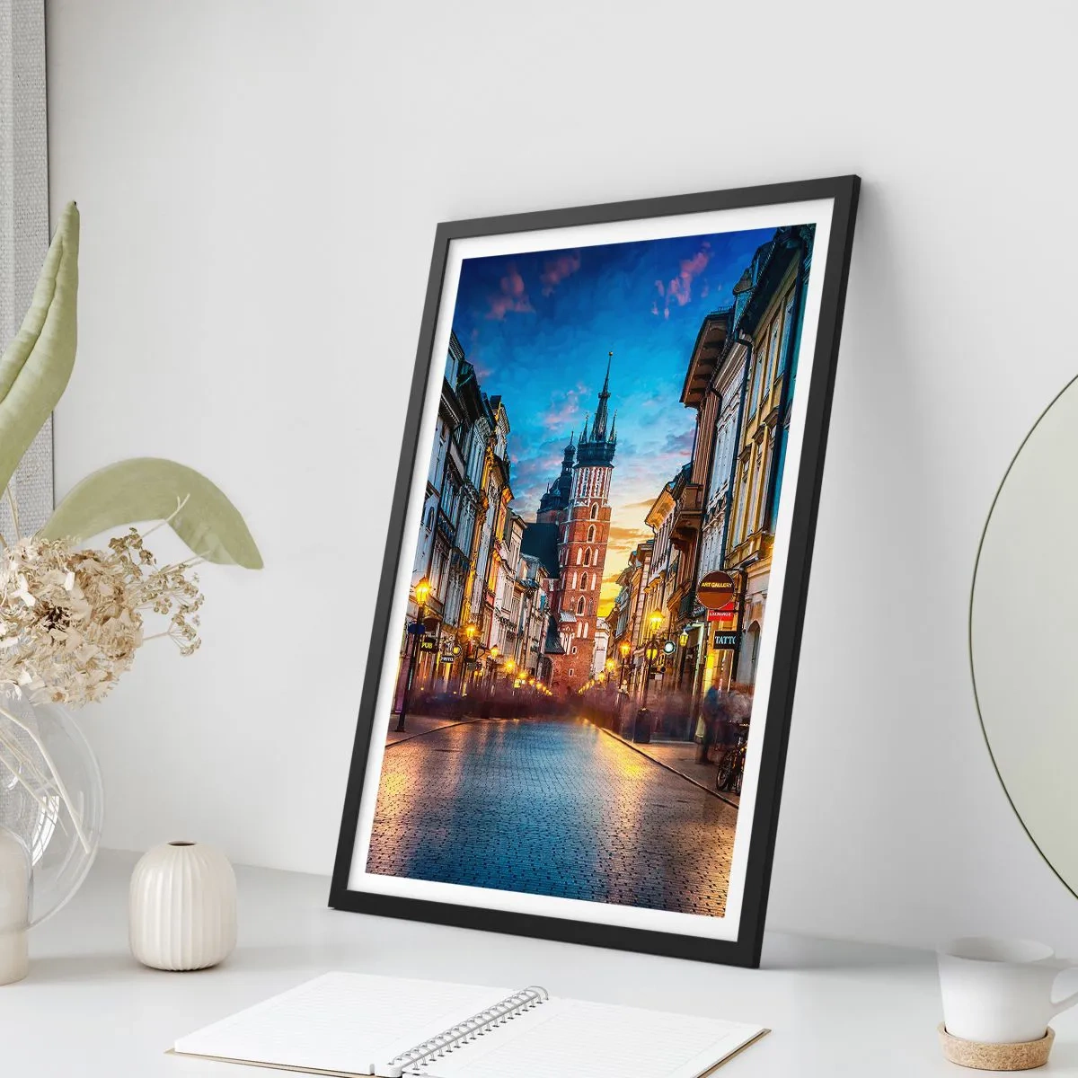Poster in black frame - Charm of Cracow - 70x100 cm