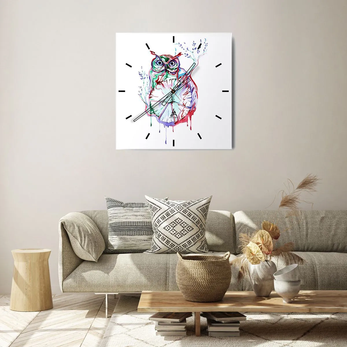 Wall clock - Clock on glass - Wise by Nature - 40x40 cm