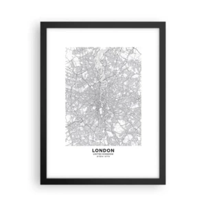 Poster in black frame - Map of London Maze - 30x40 cm