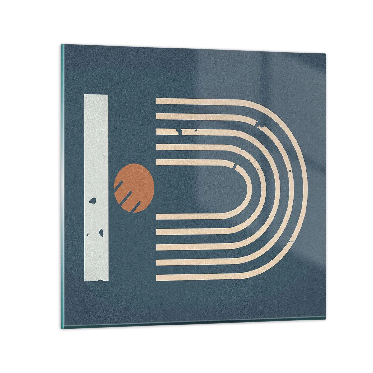 Glass picture - Geometry on Navy Blue - 30x30 cm