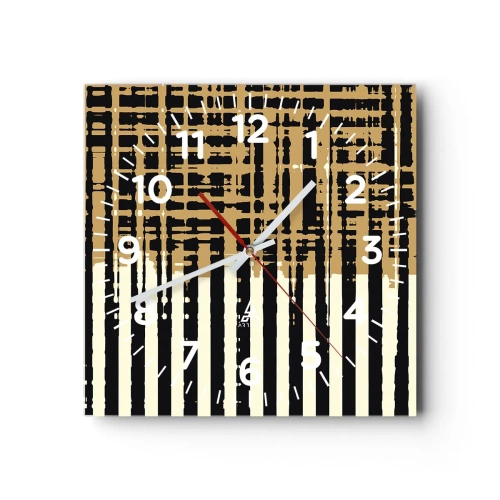 Wall clock - Clock on glass - Architectural Abstract - 30x30 cm
