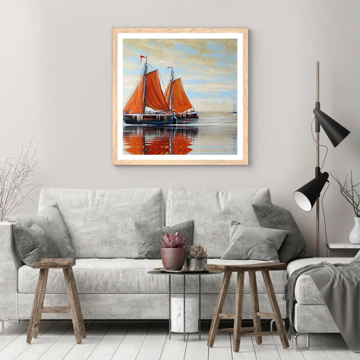 Poster in light oak frame - Ahoy, Sailor, Sail… - 40x40 cm