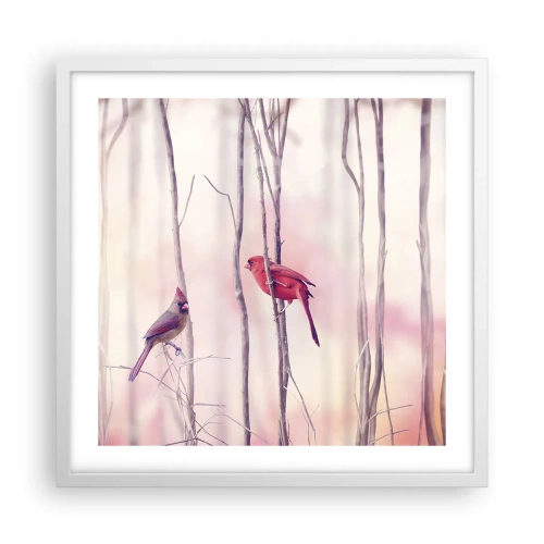 Poster in white frmae - Tale of a Pink Forest - 50x50 cm