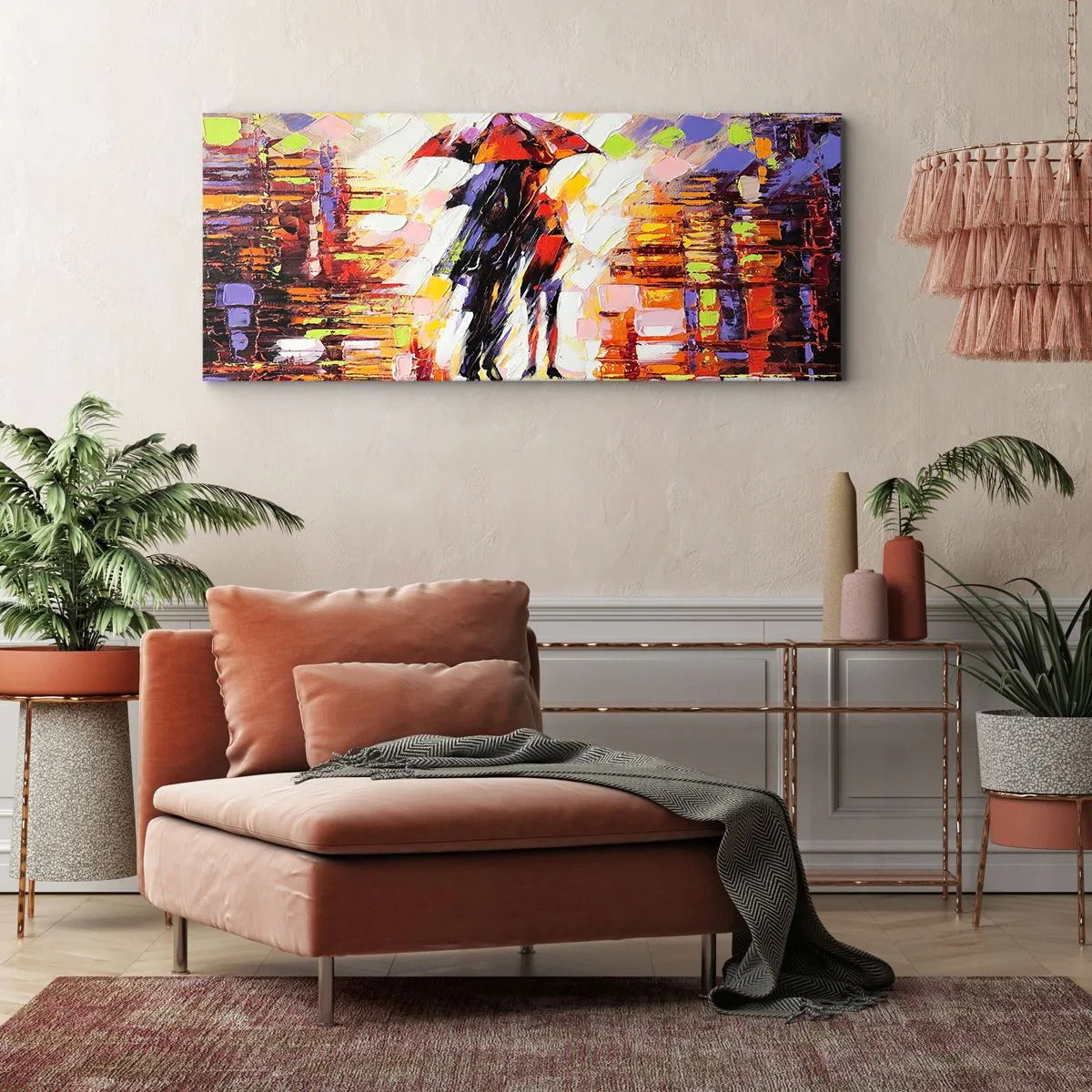 Canvas picture - Together through Night and Rain - 90x30 cm
