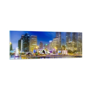 Glass picture - Rainbow Night of a Metropolis - 90x30 cm