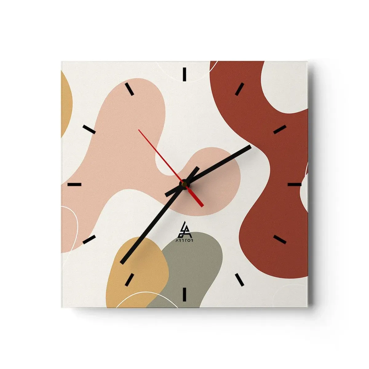 Wall clock - Clock on glass - Doodles - 30x30 cm