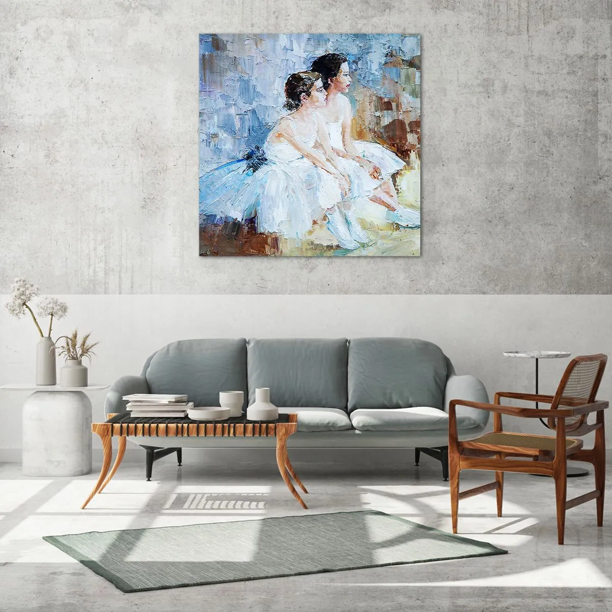 Glass picture - Young Swans Resting - 60x60 cm