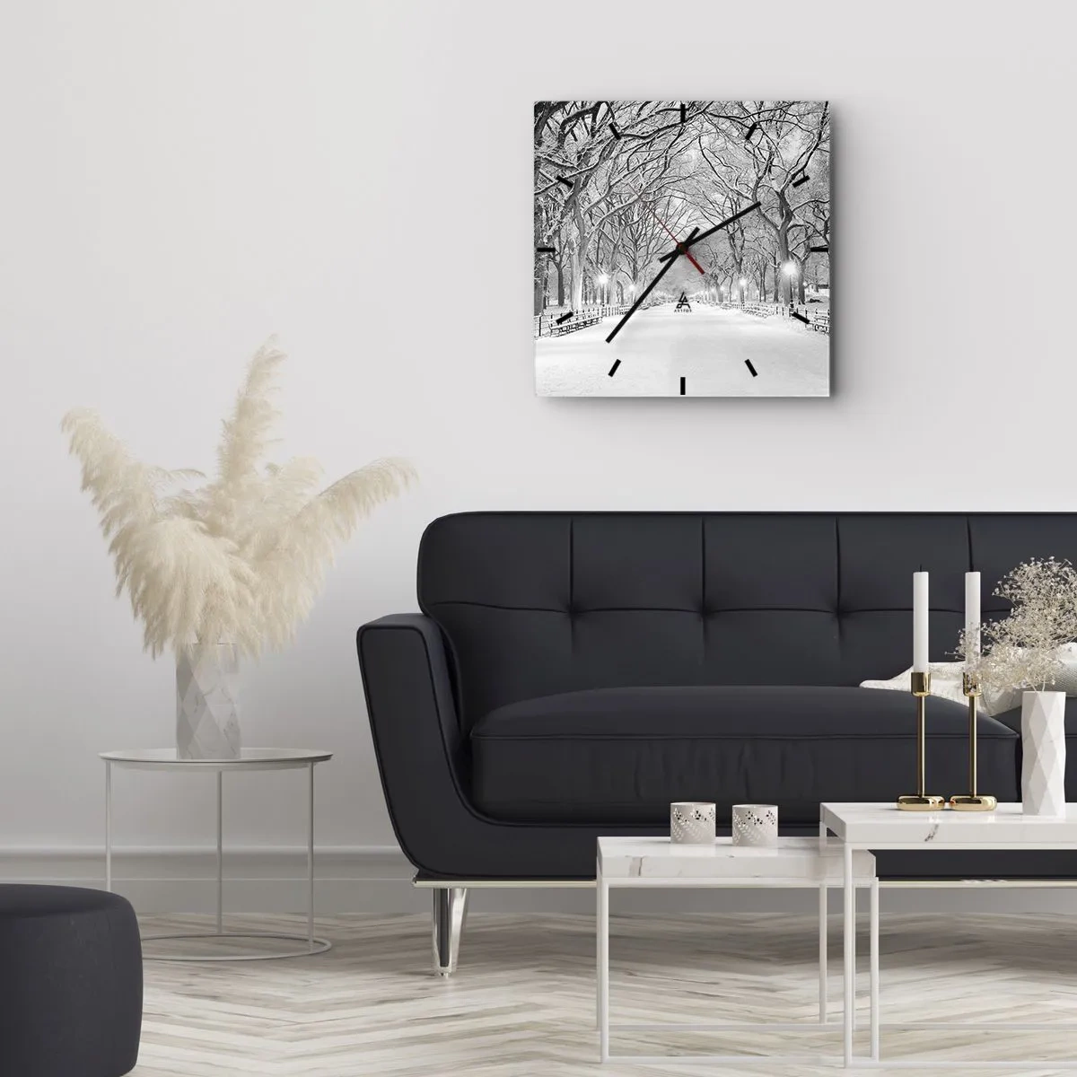Wall clock - Clock on glass - Four Seasons: Winter - 40x40 cm