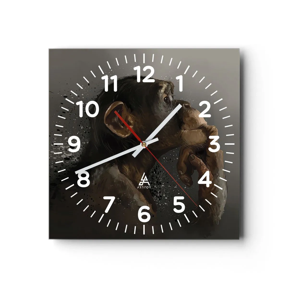 Wall clock - Clock on glass - Certainly a Thinker - 40x40 cm