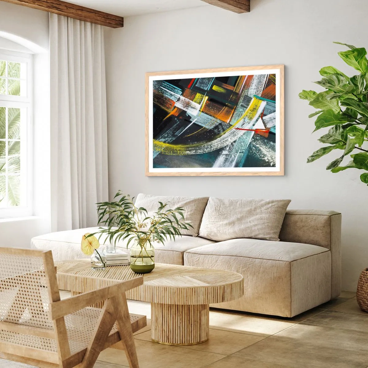 Poster in light oak frame - Energy of Movement - 50x40 cm