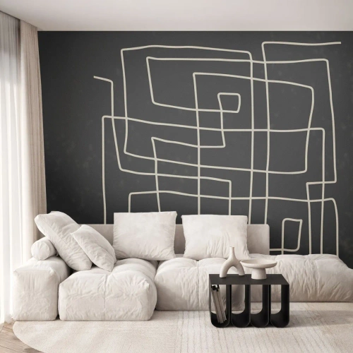 Photo Wallpaper Premium Canvas - Not Too Straight - Abstraction, Piece, Black and white - 300x210 cm