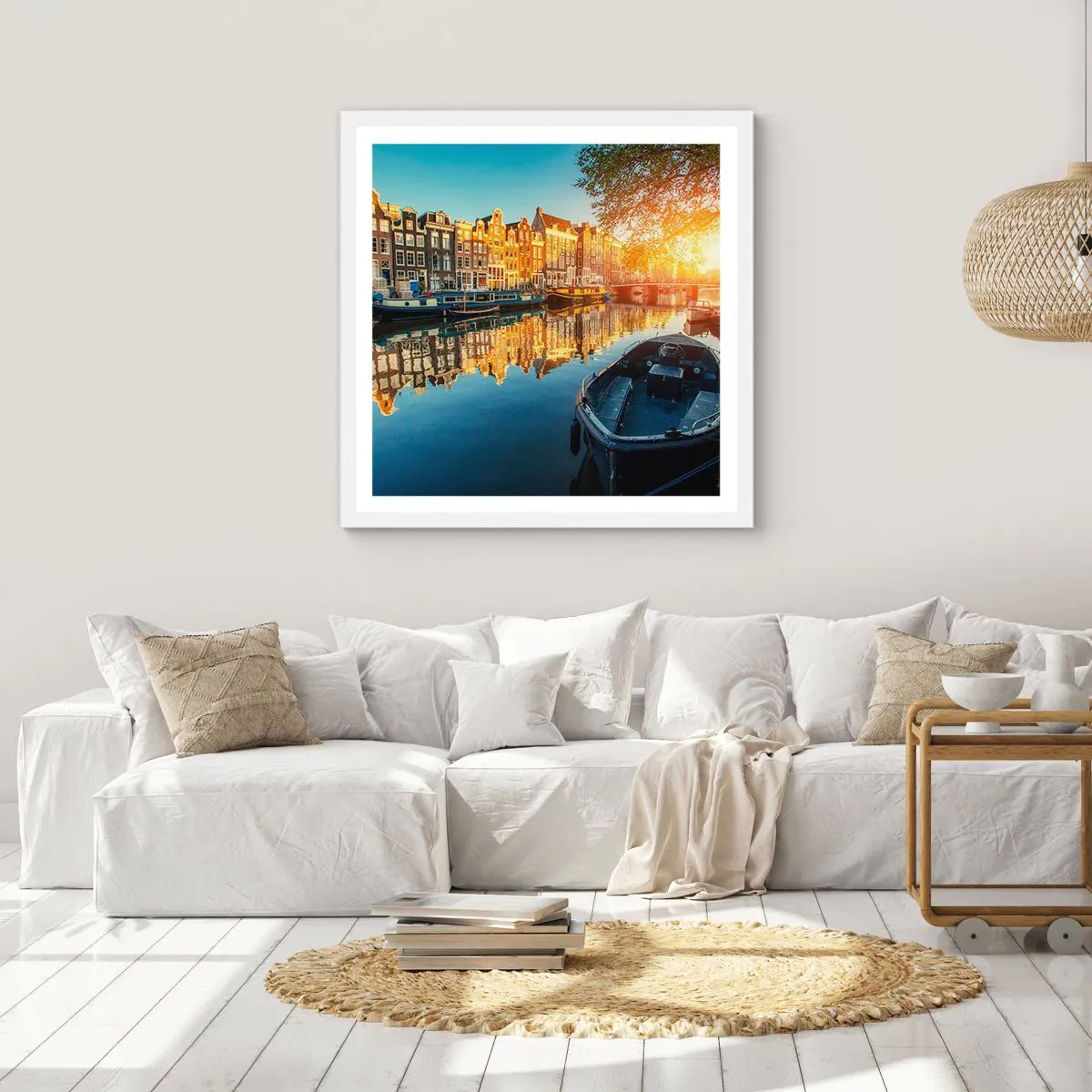 Poster in white frmae - Morning in Amsterdam - 60x60 cm