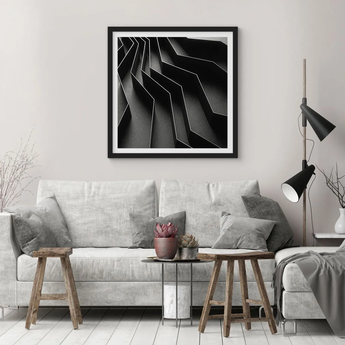 Poster in black frame - Spacial Order - 30x30 cm