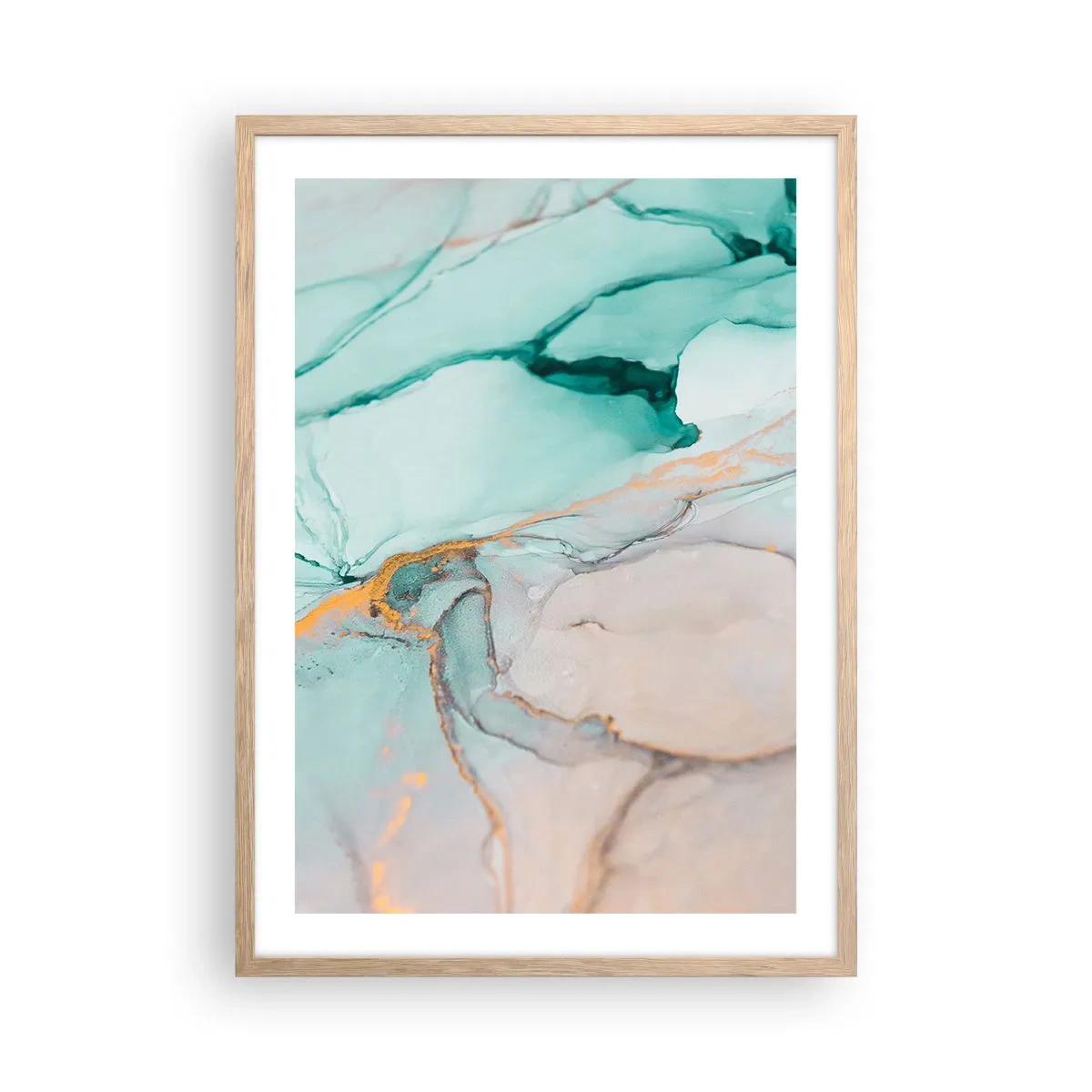 Poster in light oak frame - Dance of Shapes and Colours - 50x70 cm