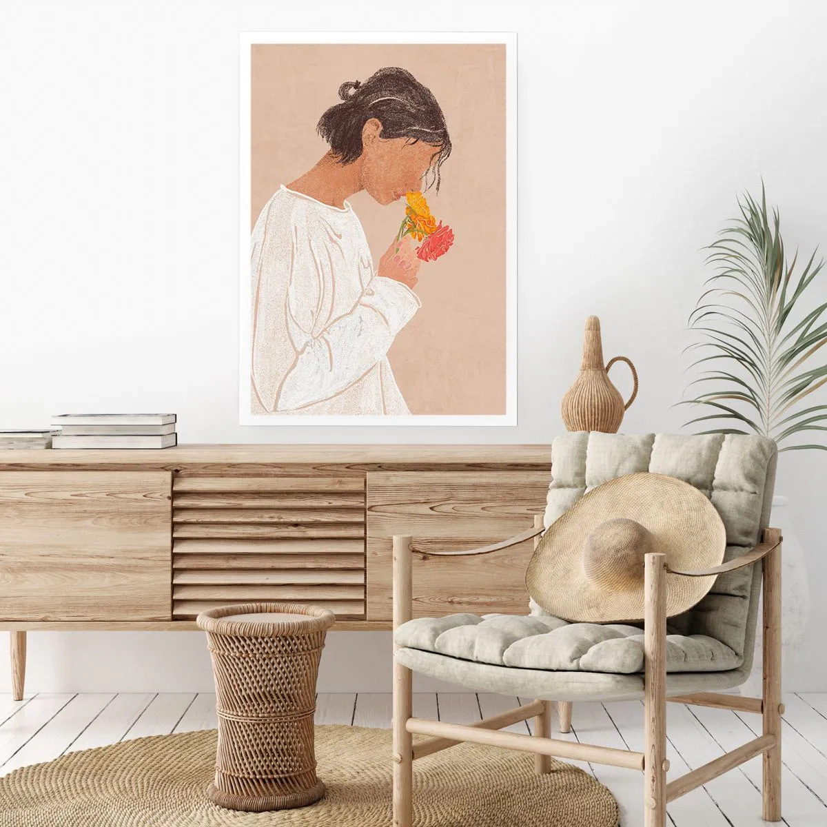 Poster - Girl and Flowers - 30x40 cm