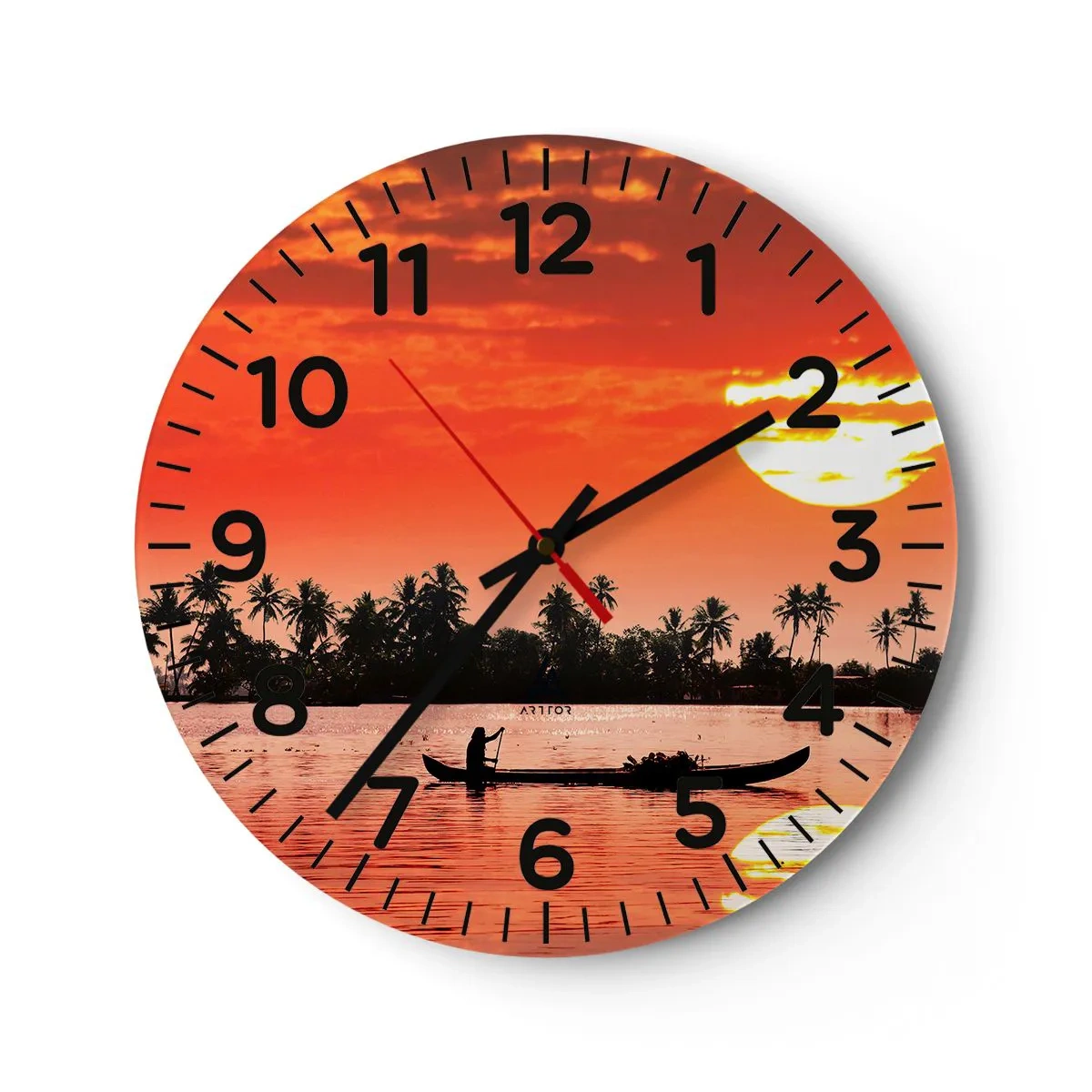 Wall clock - Clock on glass - Peace of the Tropics at Sunset - 40x40 cm