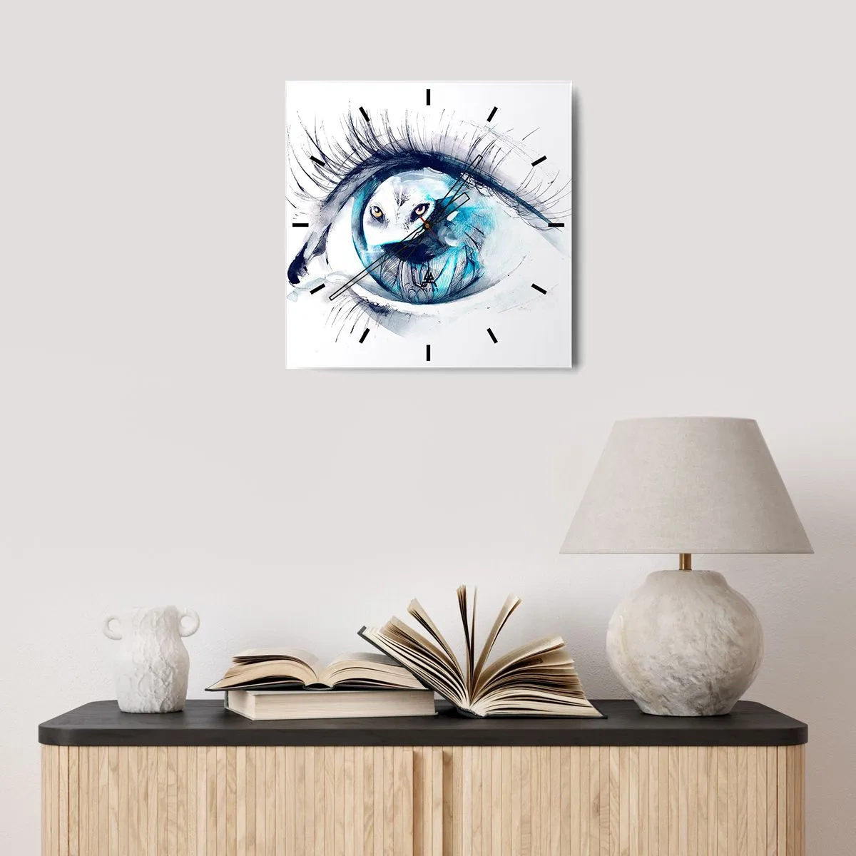 Wall clock - Clock on glass - Eye to Eye with Wilderness - 30x30 cm