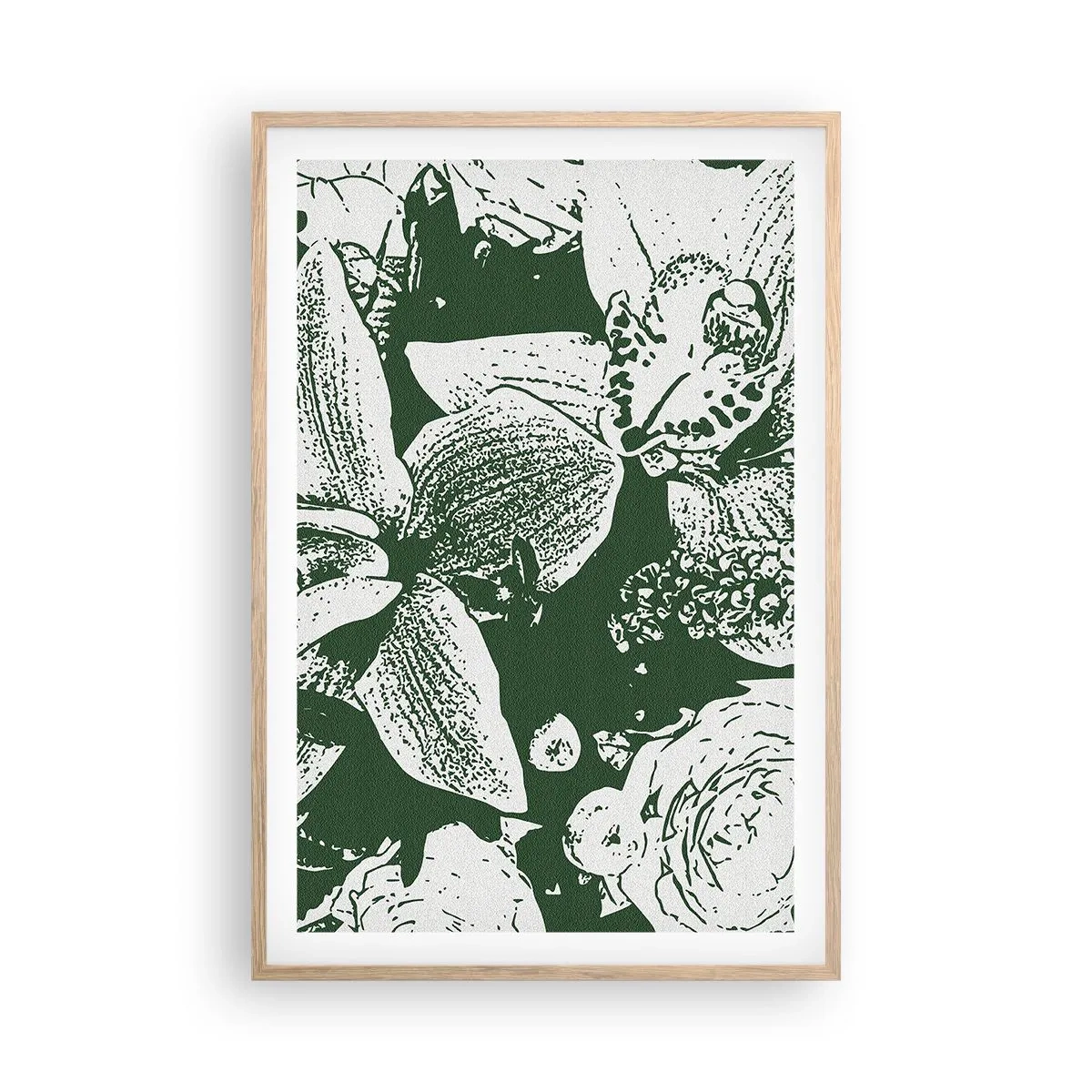 Poster in light oak frame - Bouquet - Green World - 61x91 cm