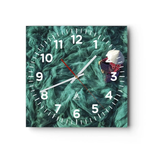 Wall clock - Clock on glass - In the Sea of Nets - 30x30 cm
