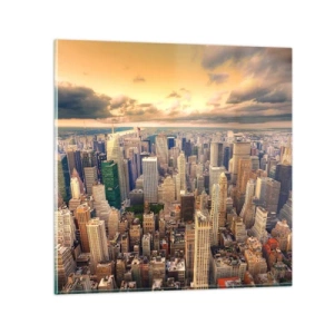 Glass picture - Metropolis in Gold - 70x70 cm