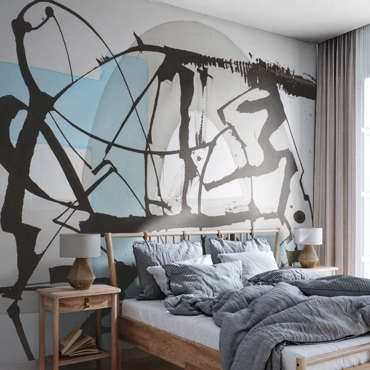 Photo Wallpaper Premium Canvas - After All Blue - Abstraction, Piece, Chaos - 350x256 cm