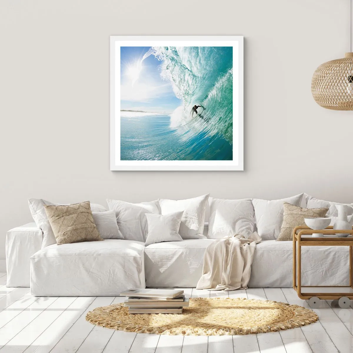 Poster in white frmae - Riding the Wave - 60x60 cm