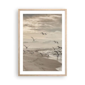 Poster in light oak frame - Sound of the Sea, Singing of the Birds - 50x70 cm