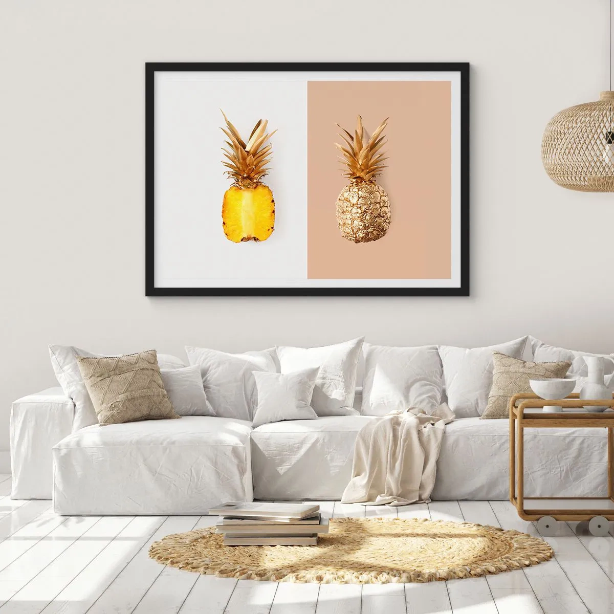 Poster in black frame - Pineapple for Us - 40x30 cm