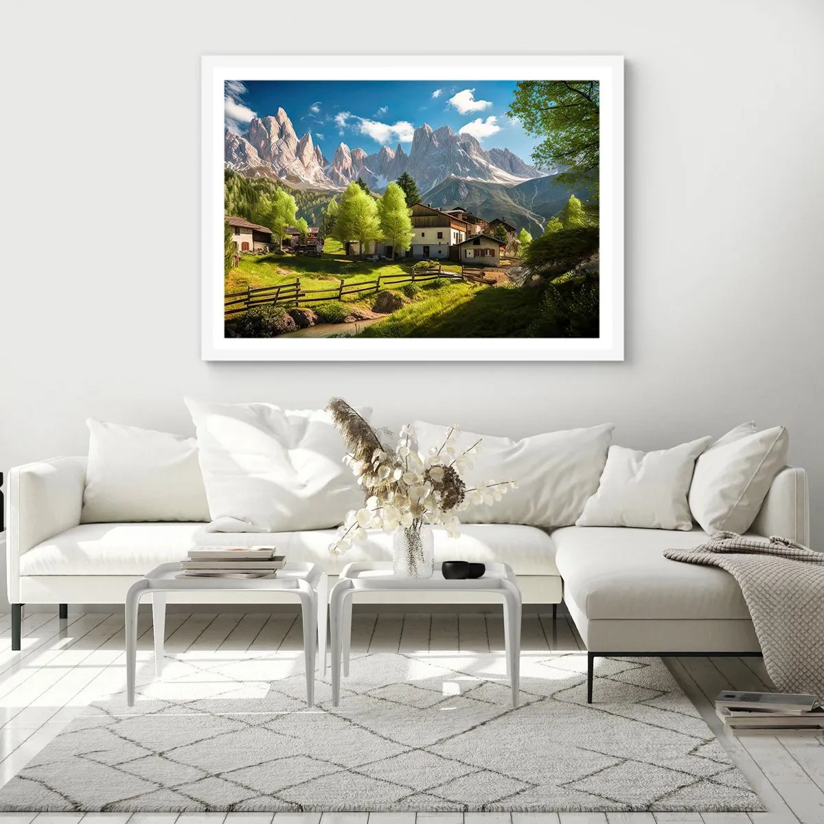 Poster in white frmae - Alpine Idyll - 40x30 cm
