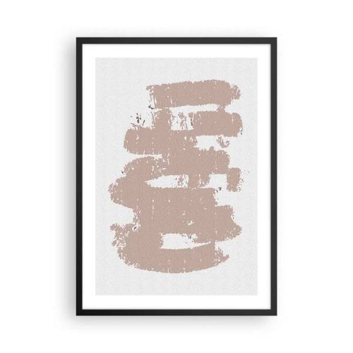 Poster in black frame - A minimalist composition in beige shades - 50x70cm - Abstract in Delicate Pink - Modern wall decoration for the living room and bedroom ARTTOR