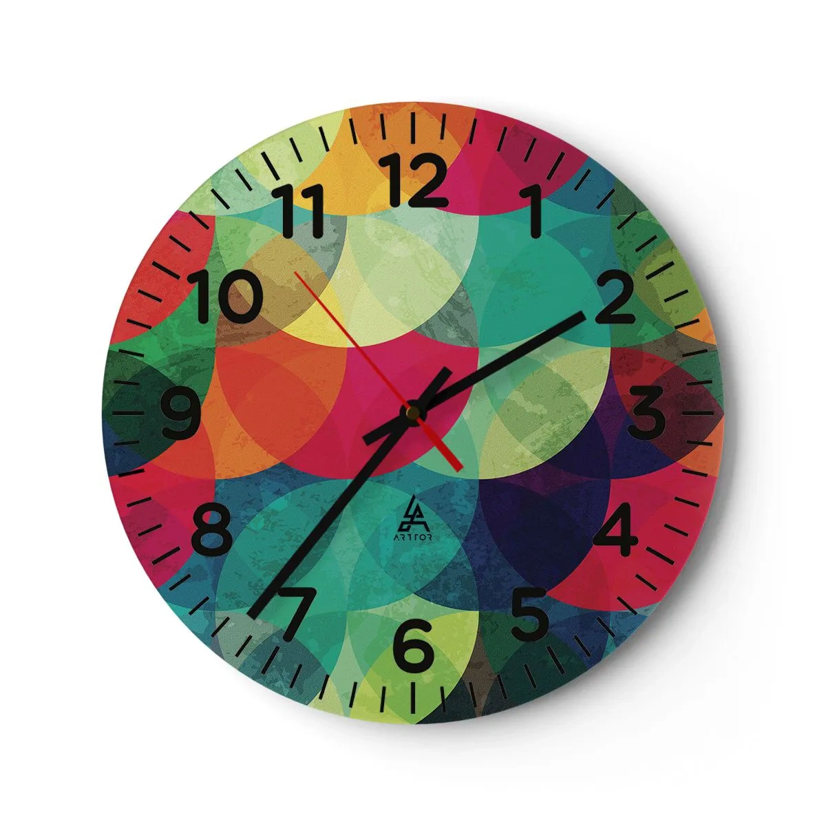 Wall clock - Clock on glass - Into the Rainbow - 30x30 cm