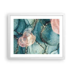 Poster in white frmae - Silm Blue, Tulle Pink - 50x40 cm