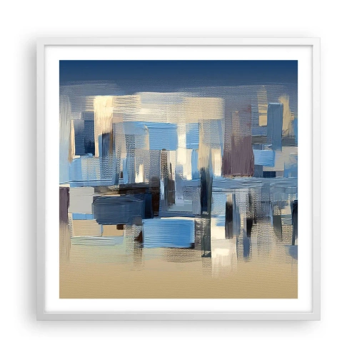Poster in white frmae - Blue Construction - 60x60 cm