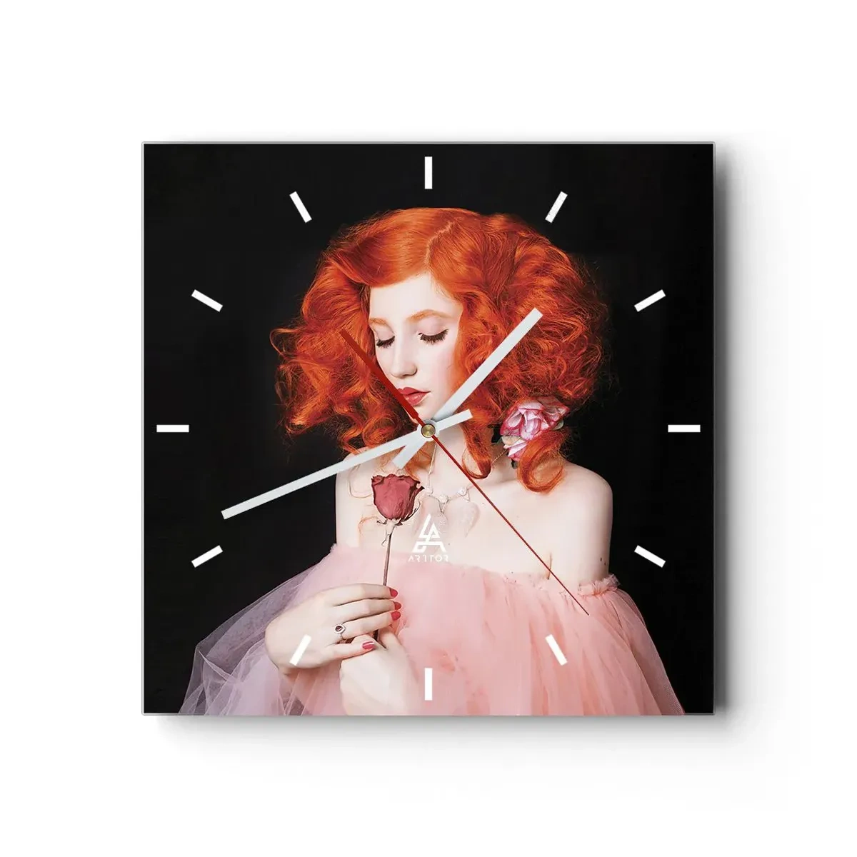 Wall clock - Clock on glass - In Baroque Style - 30x30 cm