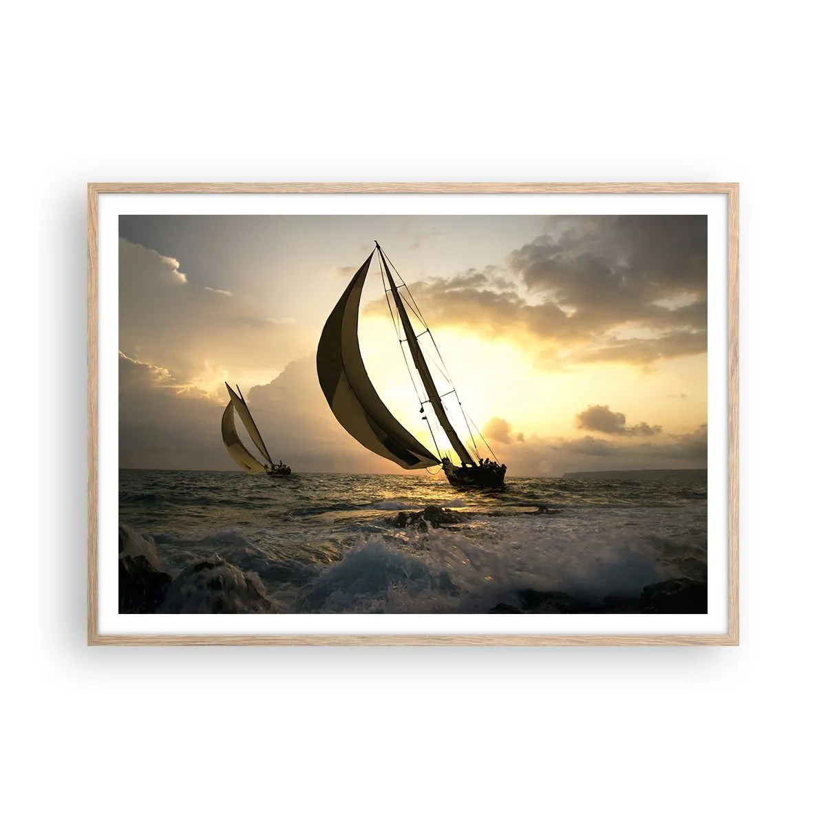 Poster in light oak frame - With and against the Wind - 100x70 cm