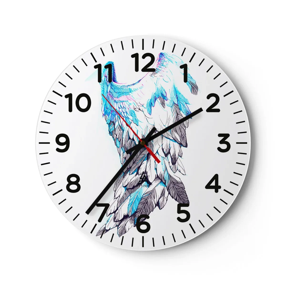Wall clock - Clock on glass - I Need Wings - 30x30 cm
