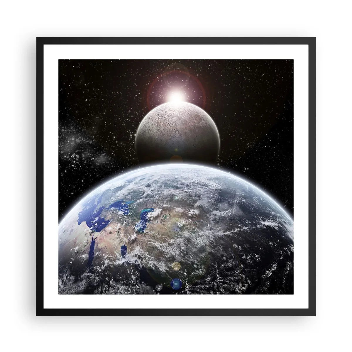 Poster in black frame - Space Landscape - Sunrise - 60x60 cm