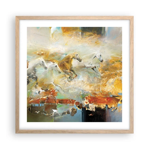 Poster in light oak frame - Gallopping through the World - 50x50 cm