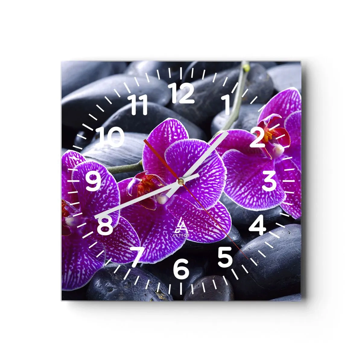 Wall clock - Clock on glass - Stones Shining with Awe - 30x30 cm