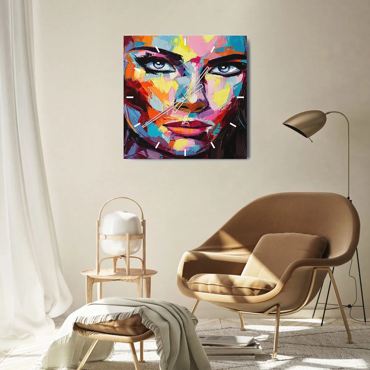 Wall clock - Clock on glass - Soul Is Also Colourful - 40x40 cm