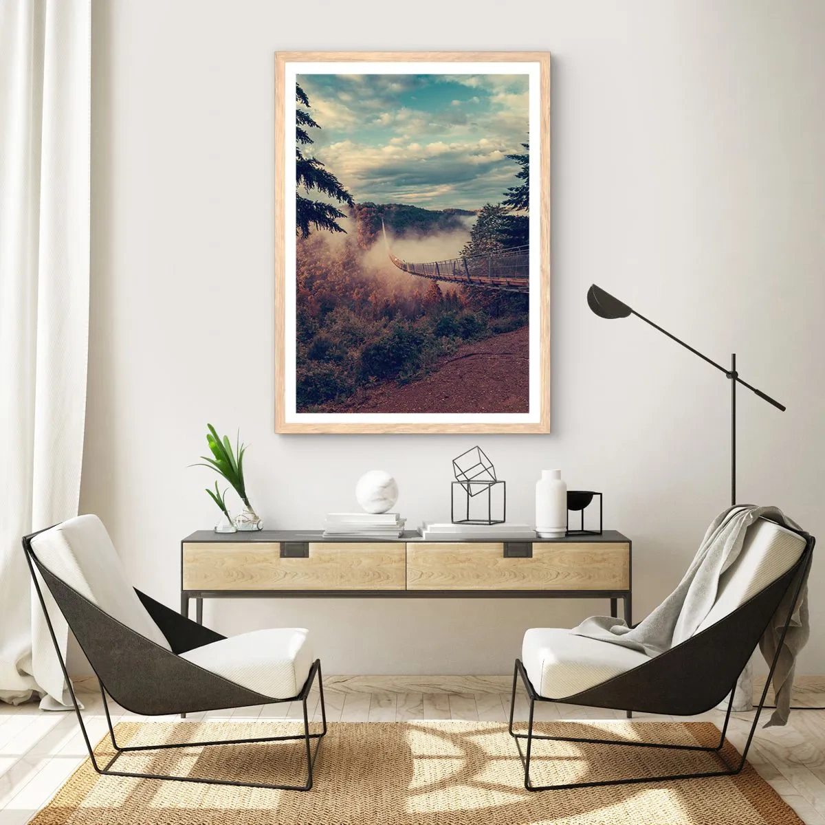 Poster in light oak frame - Above Autumnal Forest - 70x100 cm